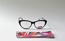 Trina Turk Black Manhattan Beach Reader Glasses  Cat Eye 53-16-140 NEW w/ CASE