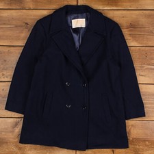 Vintage Pendleton Wool Jacket L 70s Pea Coat Usa Made Blue Womens Button