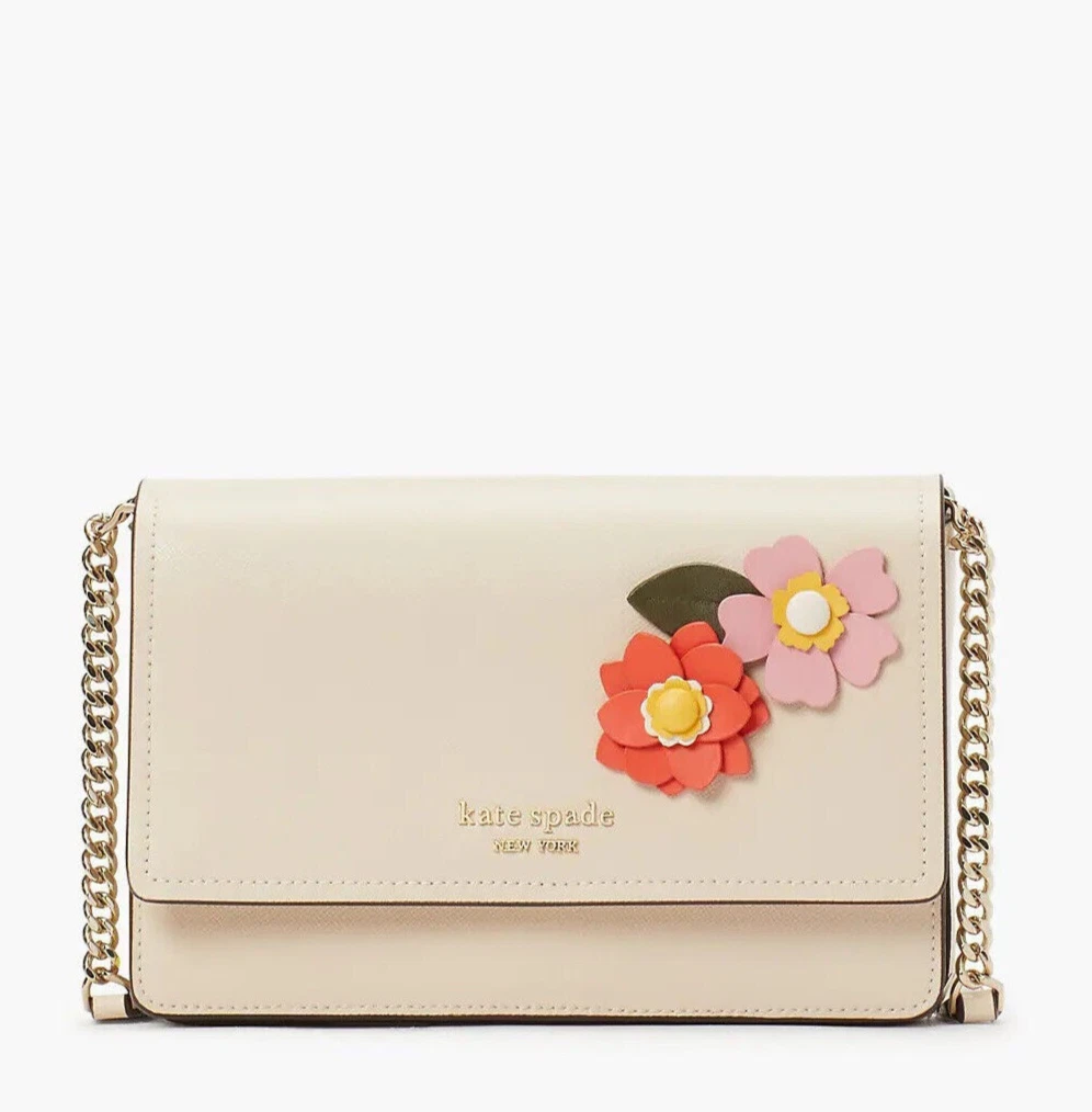 NWT Kate Spade New York Petal Flap Chain Wallet - Milk Glass Multi / K6633