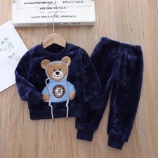 Kids Cartoons Pajamas Boy Thicken Warm Flannel Sleepwear Girls Fleece Homewear