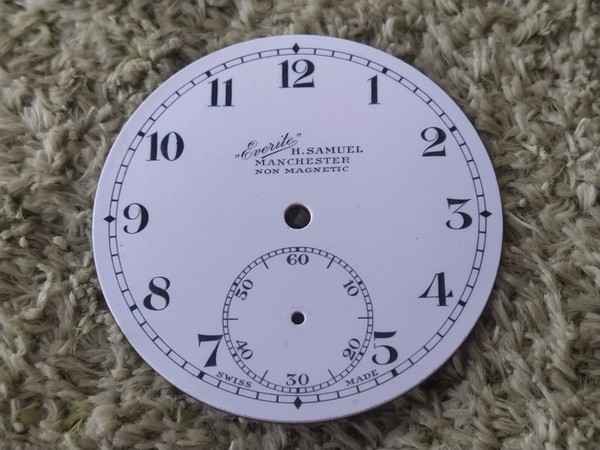 DIAL EVERITE H. SAMUEL POCKET WATCH WRISTWATCH 42 MM NO CRACKS NO HAIRLINES