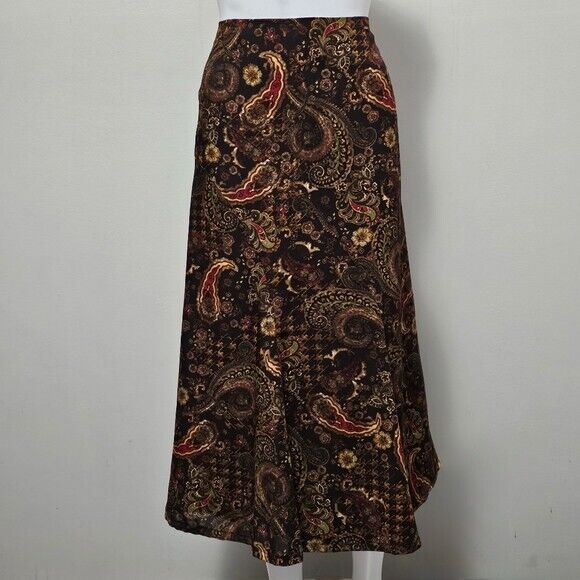 Kim Rogers Autumn Paisley Godet Midi Skirt  Size … - image 1