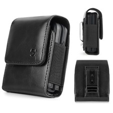 For Motorola RAZR Flip 2019/2020 - Black Leather Pouch Holster Belt Clip Case