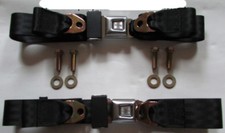 Musclecar Hotrod Sunburst 2 Point Lap Seat Belt Set Mounting Kit Black 74