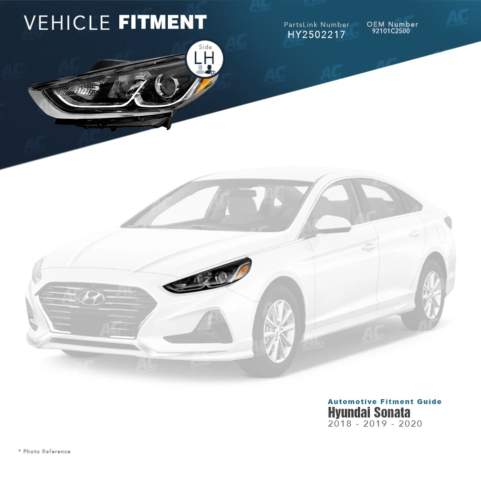 TYC Headlight Assembly Halogen Left Driver Side for 18-19 Hyundai Sonata Foto 2 de 4