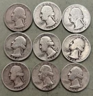 Constitutional Silver Lot. $2.25 FV. 9 Washington Quarters. 90% Silver