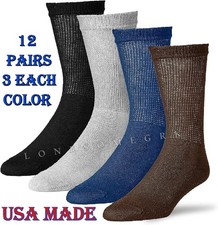 12 Pairs Mens Physicians Choice VENTILATED Diabetic Variety Crew Socks US Made