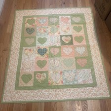 New Handmade Baby Quilt / Wall Hanging / Hearts 41  X 47  Gorgeous