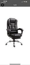Image of HOMCOM PU Leather Office Chair with Footrest, Brown