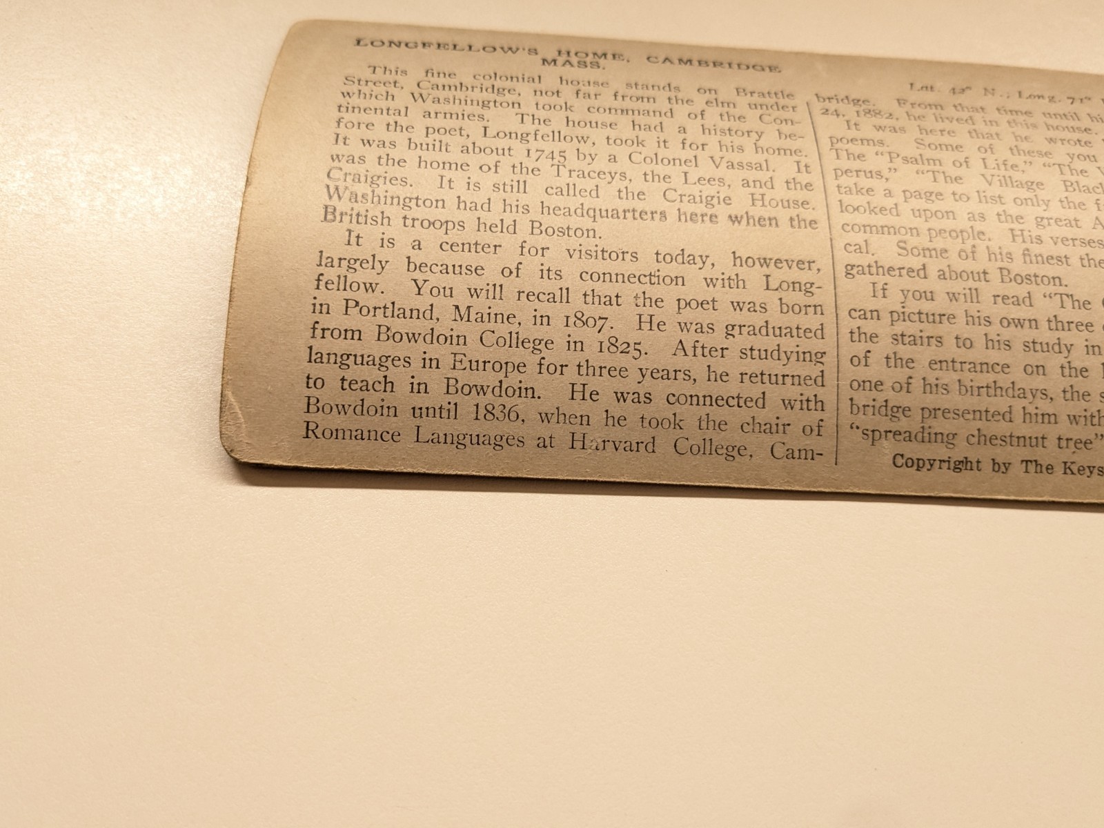 Keystone Stereoview Photo Longfellow's Home Cambridge Massachusetts