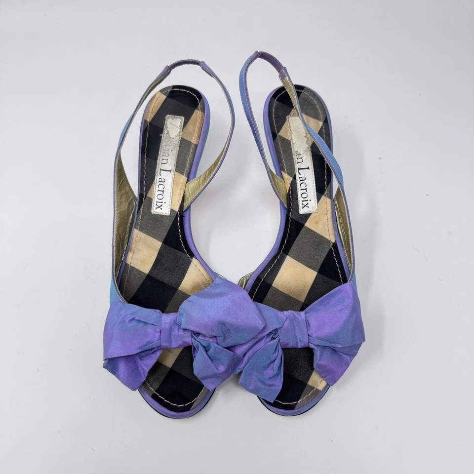 Christian Lacroix Lavanda Satén Tacones con Lazo - Talla 37.5 (US 7.5) Foto 3 de 4