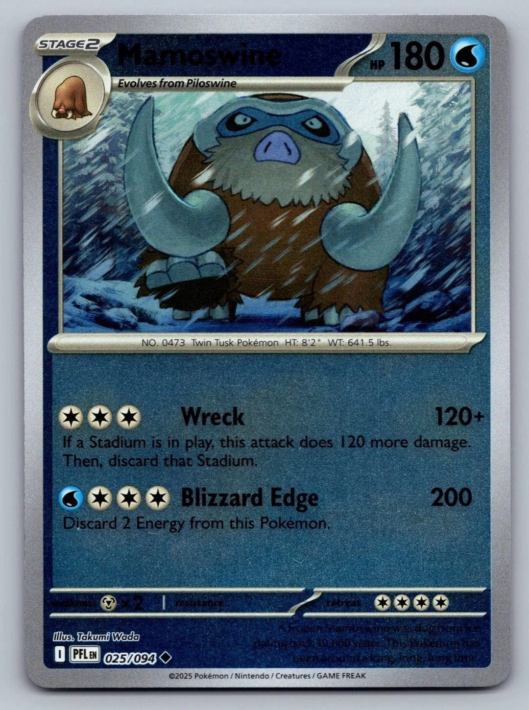 Pokemon TCG ME02: Phantasmal Flames Mamoswine 025/094 Reverse Holo