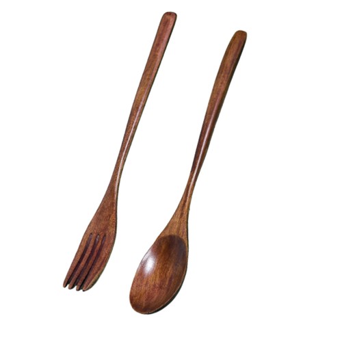 Set Cucchiai Antiaderenti 2 Pezzi Forchetta da Servizio in Legno Forchetta in Legno Cucchiaio Set - Foto 4 di 12