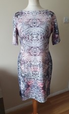 Joanna Hope Women's Pink Grey Patterned Dress Size 16 Just Below Knee Stretchy