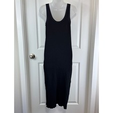 THE DROP Black Ribbed Tank Midi Dress Large Formal Womens Sleeveless Tank Top L