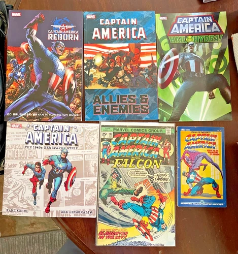 6 Captain America Comics & Books LOT Marvel Comics Vintage + Modern Mix