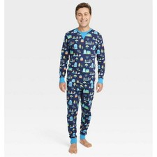 Men's Hanukkah Lions Print Pajama Set XL Navy Blue Matching Family Target