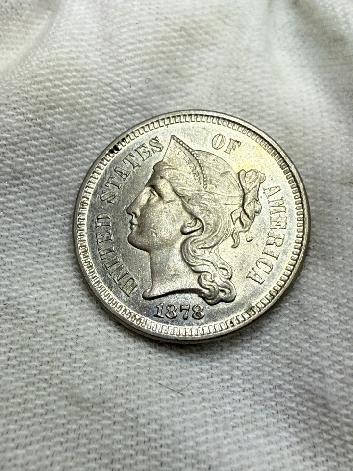 1878 PROOF THREE CENT NICKEL RAW CHOICE PROOF Q92 - Image 3 of 4