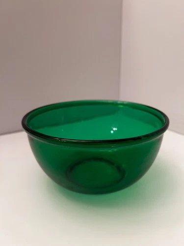 Vintage Anchor Hocking Forest Green Glass 1 Quart Mixing Bowl MCM 6" Diameter