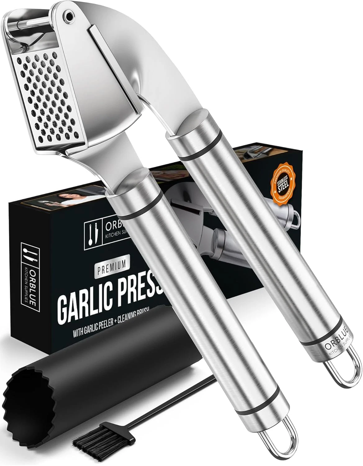Garlic Press Stainless Steel - Premium Professional Grade Garlic Mincer, Crusher