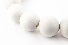 White Round Natural Wood Beads 20mm Large Hole 16 Inch Strand