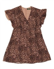GUESS Womens A-Line Dress UK 12 Medium Brown Animal Print Polyester AL13