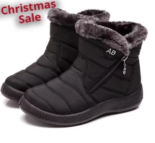 Women's Fur-Lined Waterproof Winter Snow Boots, Warm Anti-Slip Shoes.