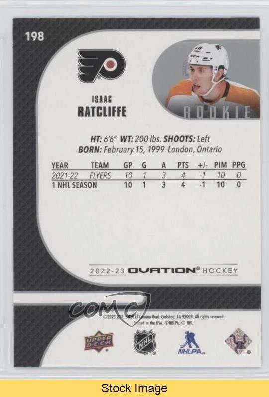 2022 Upper Deck Ovation Rookies Checkerboard Isaac Ratcliffe #198 Rookie RC READ - Image 2 of 3