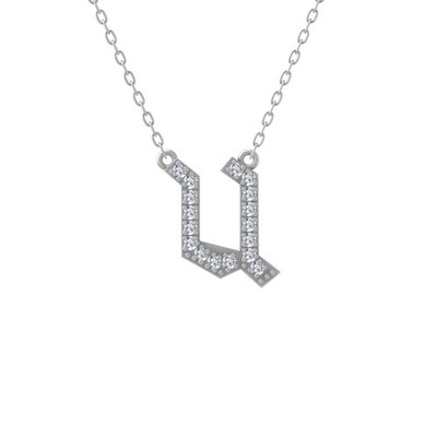 14k Weißgold Lab Grown Diamant Initiale u Halskette 18'' Silber Kabel Kette