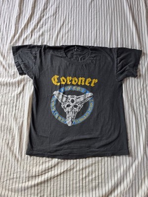 Vintage 80s Coroner North American Tour T-Shirt Thrash Metal Voivod Death Sodom