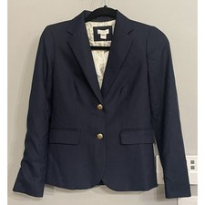 J. Crew Blazer Classic Navy Gold Schoolboy Wool Stretch Blazer Jacket Sz 00 New