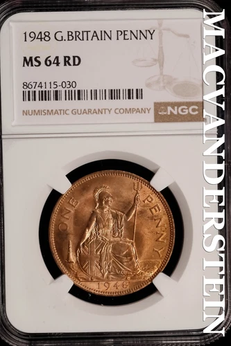 Great Britain: 1948 One Penny - NGC MS 64 RD - Brilliant Uncirculated #SLi350