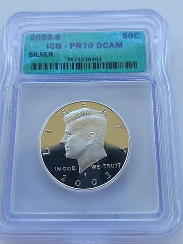 2003-S Kennedy Half Dollar Silver PR70 DCAM ICG Free Shipping