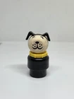 Vintage Fisher Price little people black plastic "Lucky" dog yellow collar