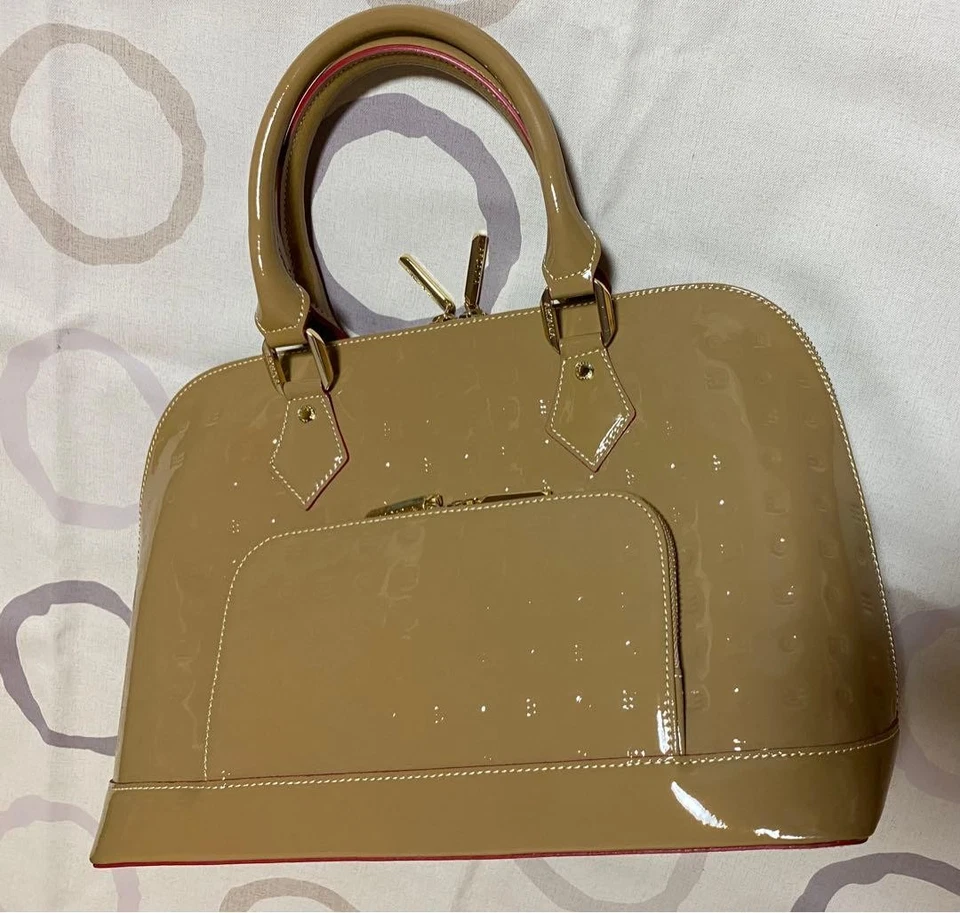 Arcadia Handbag Tote Bag Satchel w/Shoulder Strap in Beige USED Good Condition - Image 4 of 4