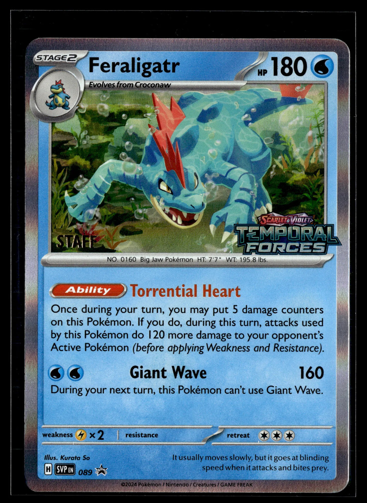 Feraligatr [Staff] 2024 Pokemon Scarlett & Violet Promo Near Mint+ #89