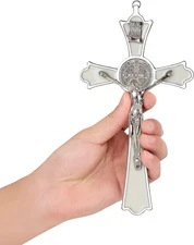 Saint Benedict Crucifix 8" Enamel Metal Wall Cross Catholic Faith Gift Decor