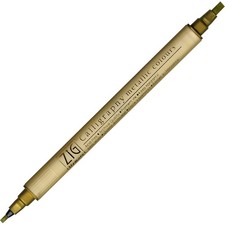 Kuretake Zig Memory System Twin Marker, Writer Metallic Colors, Gold