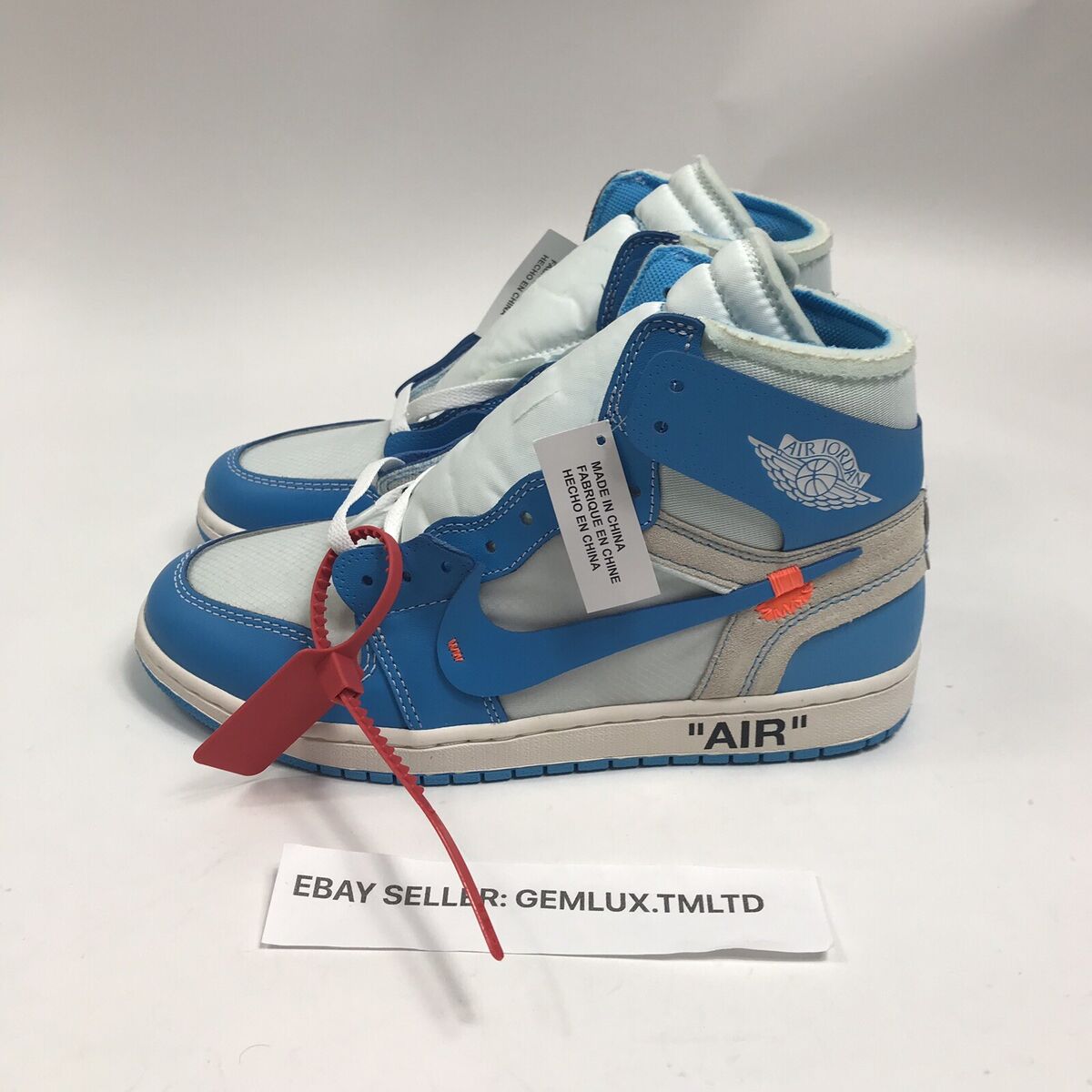 NIKE AIR JORDAN 1 OFF-WHITE UNC HIGH-TOP SNEAKERS SIZE: UK8.5 / US9.5 | eBay