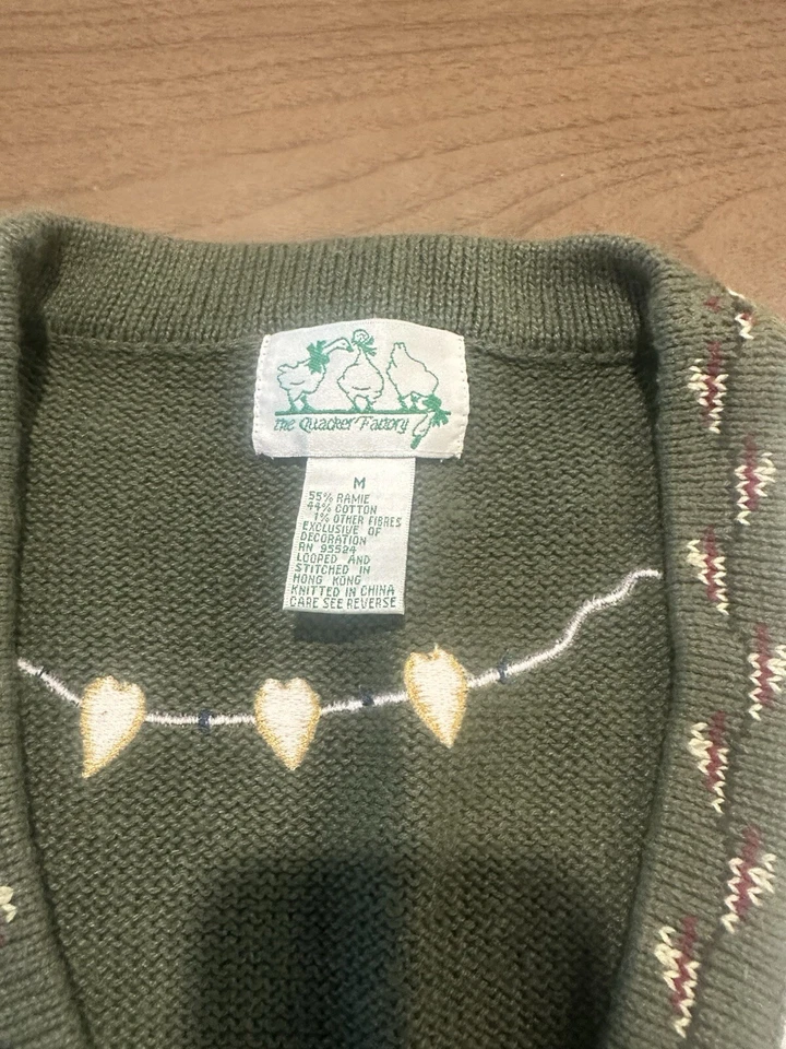 Винтажный 90-х украшенный вышитый бабушка Grandmacore свитер кардиган женщин M - Изображение 2 из 3