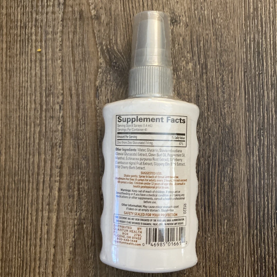 Quantum Health TheraZinc spray oral, suporte imunológico e alívio da garganta 2 oz A1 - Imagem 2 de 2