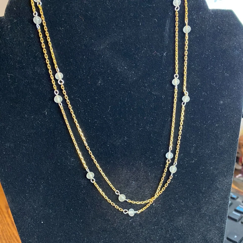 18” Necklace 18K Gold Snakehead Clasp Diamond Possibly Moonstone Jewelry - Image 2 of 4