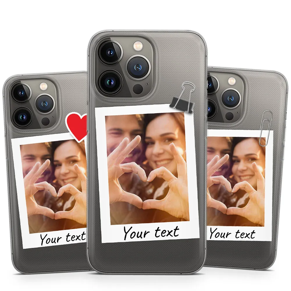 PERSONALIZED Custom Transparent Polaroid Photo Plastic Phone Case for  iPHONE 14