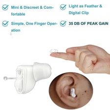 MiNi Hearing Aids CIC Small Sound Voice Enhance Hearing Amplifier - White 