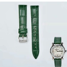Watch Band Leather For CHOPARD Watch Green Strap Band Buckle Clasp Pins NEW
