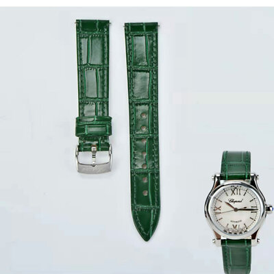 Watch Band Leather For CHOPARD Watch Green Strap Band Buckle Clasp Pins NEW 