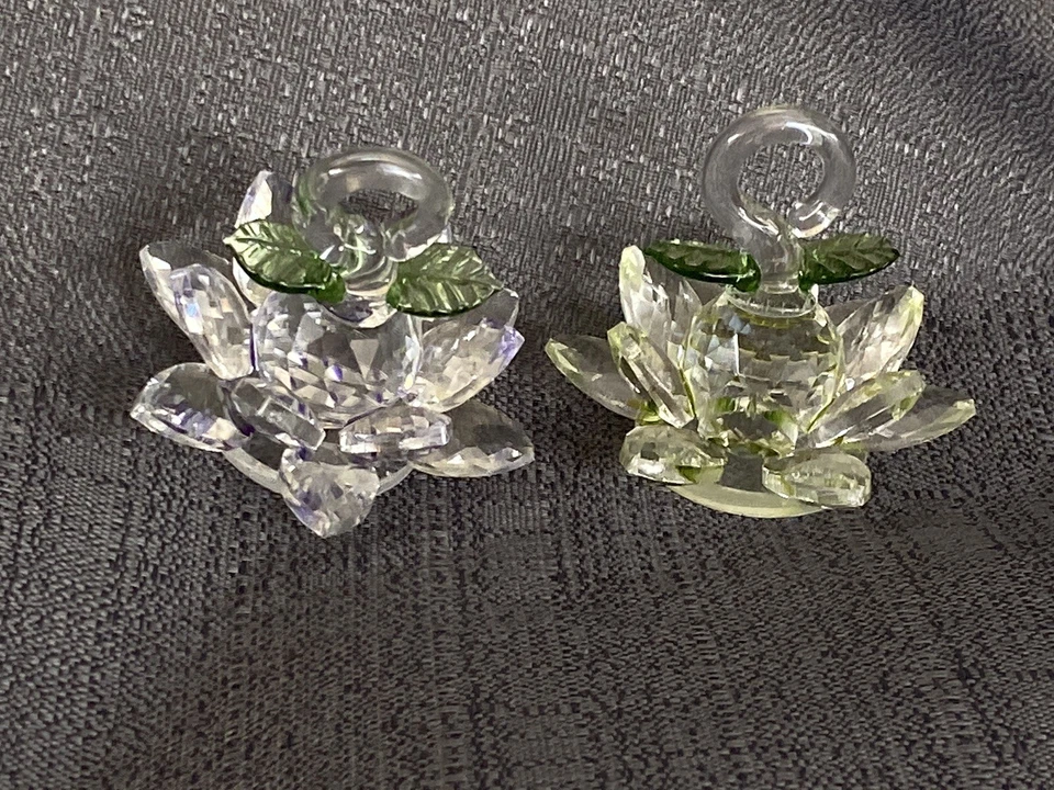 Juego de 2 Flor de Loto de Cristal para Mujer con Base y Gancho Decoración del Hogar Foto 3 de 4