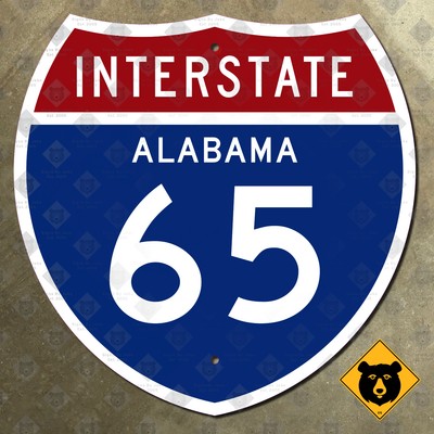 Alabama Interstate route 65 Mobile Montgomery Birmingham highway road sign 24x24