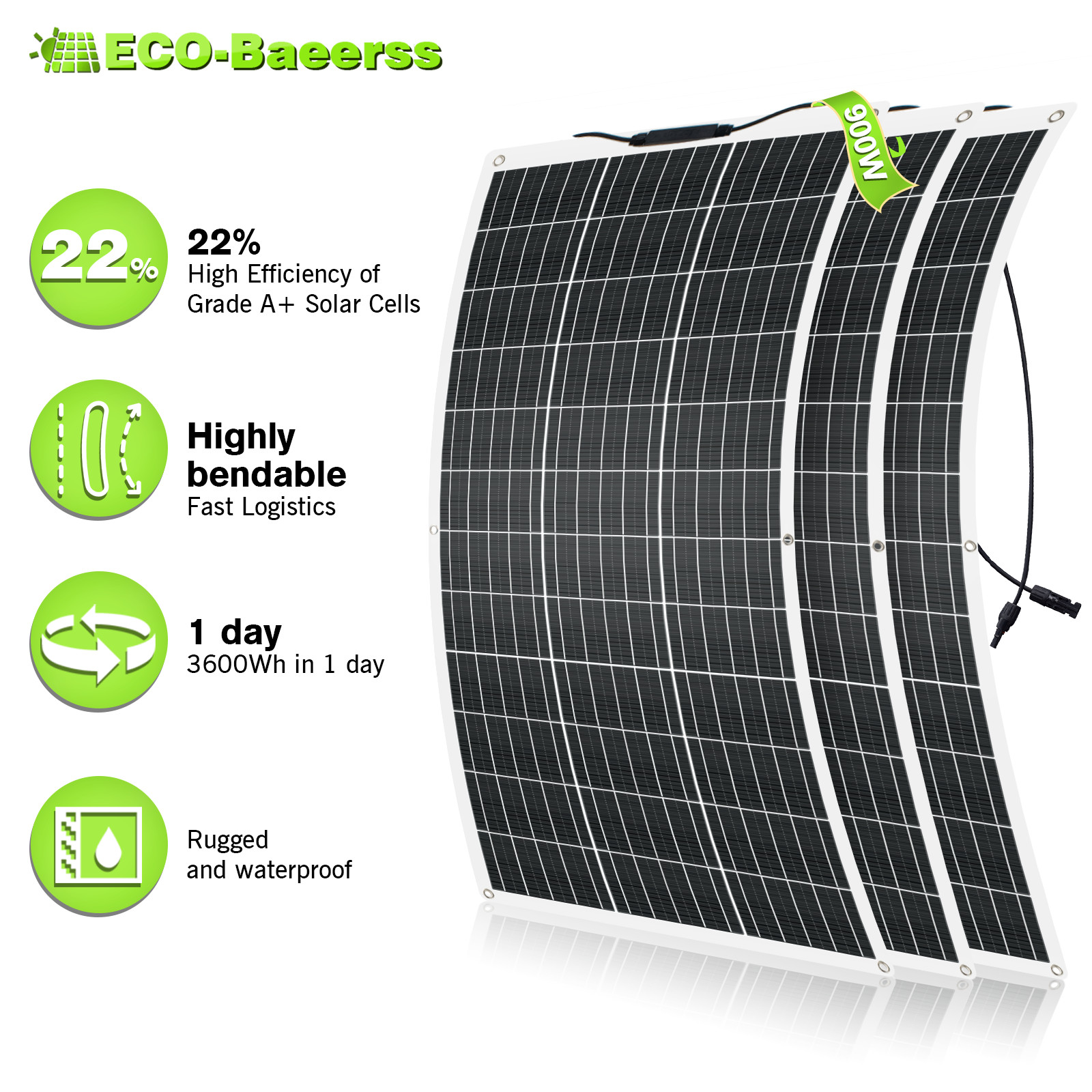 300W 900W Flexible Solar Panel Mono 12V Home RV Boat Camping Power Battery Charg