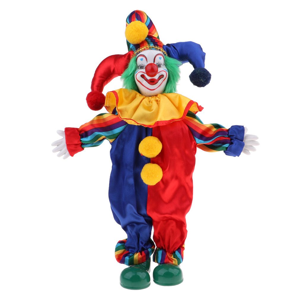 Fenteer Porzellan-Clownpuppe – Bunte Desktop-Deko Fürs Zuhause Oder Büro, 25 Cm Hoch